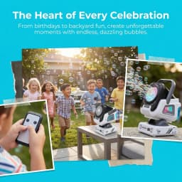 BELEMAR Upgraded Bubble Machine with Remote Control, Automatic Rotation & RGB Lights, 1800mAh Rechargeable Battery, Type-C Charge, Bubble Maker for Kids, Weddings, Birthday Parties, Outdoor Activities