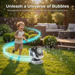 BELEMAR Upgraded Bubble Machine with Remote Control, Automatic Rotation & RGB Lights, 1800mAh Rechargeable Battery, Type-C Charge, Bubble Maker for Kids, Weddings, Birthday Parties, Outdoor Activities