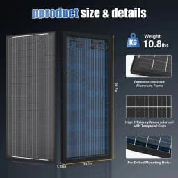 RVPOZWER 400W/200W/100W Bifacial Solar Panels 18BB Mono Cells High Efficiency Module RV Power Marine Boat Outdoor Off Grid