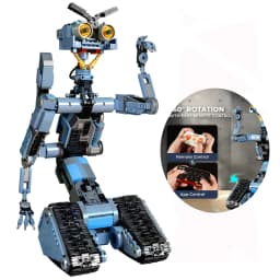 Johnny 5 Robot Building Blocks Set with Remote Control - Rechargeable,Boys and Girls Gift for Halloween & Chirstmas