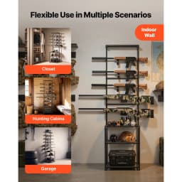 SucceBuy Gun Rack Floor Standing Indoor Rifle Shotgun Rack Stand with Storage Shelf for Wall Mount Gun Display Stand for Garage