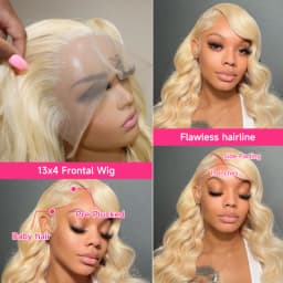 613 13x4 13x6 360 Lace Frontal Wig Body Wave Lace Front Wig 250 Density Brazilian Bone Straight Blonde Human Hair Wigs For Women