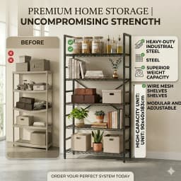 5 Tier Garage Shelving Heavy Duty Adjustable Garage Shelves, 385 LBS Per Shelf Metal Wire Utility Rack Shelf, Shelving Units for Storage Garage Warehouse Pantry Closet, 35.4' W X 15.7' D X 72' H, Black