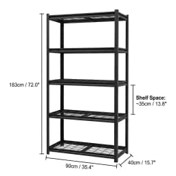 5 Tier Garage Shelving Heavy Duty Adjustable Garage Shelves, 385 LBS Per Shelf Metal Wire Utility Rack Shelf, Shelving Units for Storage Garage Warehouse Pantry Closet, 35.4' W X 15.7' D X 72' H, Black