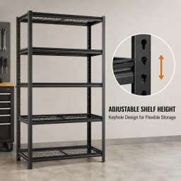 5 Tier Garage Shelving Heavy Duty Adjustable Garage Shelves, 385 LBS Per Shelf Metal Wire Utility Rack Shelf, Shelving Units for Storage Garage Warehouse Pantry Closet, 35.4' W X 15.7' D X 72' H, Black