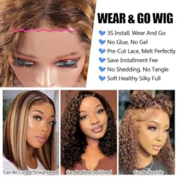 Ombre Highlight Bob Wigs Human Hair 4/27 Highlight Glueless Wig Deep Wave Curly Honey Blonde Lace Front Bob Wigs Ready To Wear