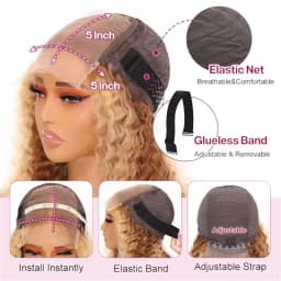 Ombre Highlight Bob Wigs Human Hair 4/27 Highlight Glueless Wig Deep Wave Curly Honey Blonde Lace Front Bob Wigs Ready To Wear