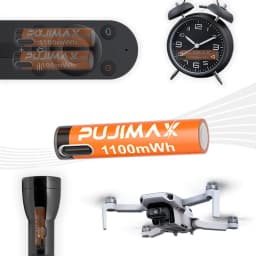 PUJIMAX AAA 1100mWh 1.5V Rechargeable Battery - Lithium-Ion, Multiple Quantity Options, Stable Voltage, Included Charging Cable, Suitable for Remote Controls, Keyboards, Wireless Mice, Drones, Alarm Clocks, Doorbells, Charging via Type-C Data Cable.
