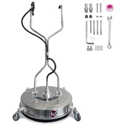 24" Pressure Washer Surface Cleaner with 4 Wheels, 4900PSI Stainless Steel Surface Cleaner Attachment, Stainless Steel Dual Handle Pressure Washer for Concrete Driveway Sidewalk Deck Patio
