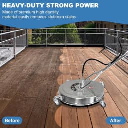 24" Pressure Washer Surface Cleaner with 4 Wheels, 4900PSI Stainless Steel Surface Cleaner Attachment, Stainless Steel Dual Handle Pressure Washer for Concrete Driveway Sidewalk Deck Patio