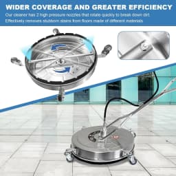 24" Pressure Washer Surface Cleaner with 4 Wheels, 4900PSI Stainless Steel Surface Cleaner Attachment, Stainless Steel Dual Handle Pressure Washer for Concrete Driveway Sidewalk Deck Patio