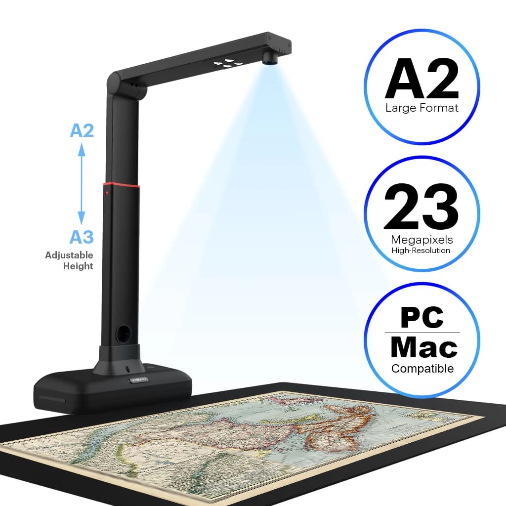 VIISAN S21 CaptureA2 27MP High Resolution HD Camera Book Document Scanner Auto Flatte Height Multi Language OCR Windows Macos
