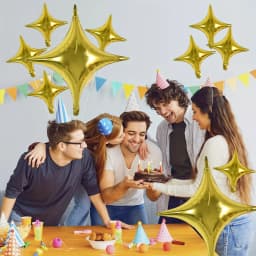 30pcs Gold Silver Foil Star Balloons Set 26inch 10inch Shiny Polyester Four Pointed Star Foil Balloons Strong Atmosphere Party Decorations For Birthdays Weddings Christmas New Year Holiday Celebration Supplies Christmas Essentials