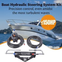 AP03 Hydraulic Outboard Steering System Kit 150HP 2x24ft Hose 6.9mpa/1000psi for Single-Engine Boats