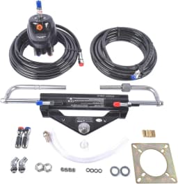 AP03 Hydraulic Outboard Steering System Kit 150HP 2x24ft Hose 6.9mpa/1000psi for Single-Engine Boats