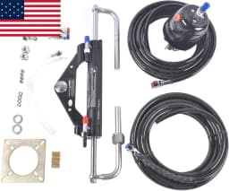 AP03 Hydraulic Outboard Steering System Kit 150HP 2x24ft Hose 6.9mpa/1000psi for Single-Engine Boats