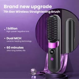 Mini Hair Straightener Comb Set Features A Built-In 2000mAh-3600mAh USB Rechargeable Lithium Battery, 10W Negative Ion Heating, Three Adjustable Temperature Settings, And Is A Portable, Heat-Resistant Styling Tool Suitable For Home And Travel