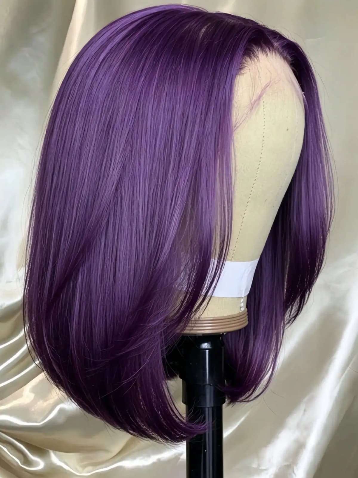 Purple Lace Front Wigs Human Hair 200 Density Short Bob Wig for Women Purple Colored Bob Lace Front Wigs 13x4 HD Lace Front Wig Human Hair Dark Purple Bob Wigs Pre Plucked with Baby Hair for Daily Holiday Christmas Valentine's Day Party