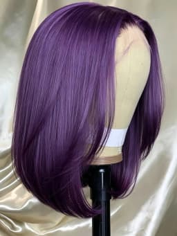 Purple Lace Front Wigs Human Hair 200 Density Short Bob Wig for Women Purple Colored Bob Lace Front Wigs 13x4 HD Lace Front Wig Human Hair Dark Purple Bob Wigs Pre Plucked with Baby Hair for Daily Holiday Christmas Valentine's Day Party