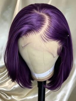 Purple Lace Front Wigs Human Hair 200 Density Short Bob Wig for Women Purple Colored Bob Lace Front Wigs 13x4 HD Lace Front Wig Human Hair Dark Purple Bob Wigs Pre Plucked with Baby Hair for Daily Holiday Christmas Valentine's Day Party