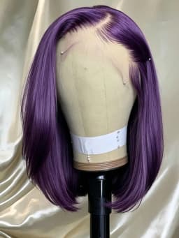 Purple Lace Front Wigs Human Hair 200 Density Short Bob Wig for Women Purple Colored Bob Lace Front Wigs 13x4 HD Lace Front Wig Human Hair Dark Purple Bob Wigs Pre Plucked with Baby Hair for Daily Holiday Christmas Valentine's Day Party