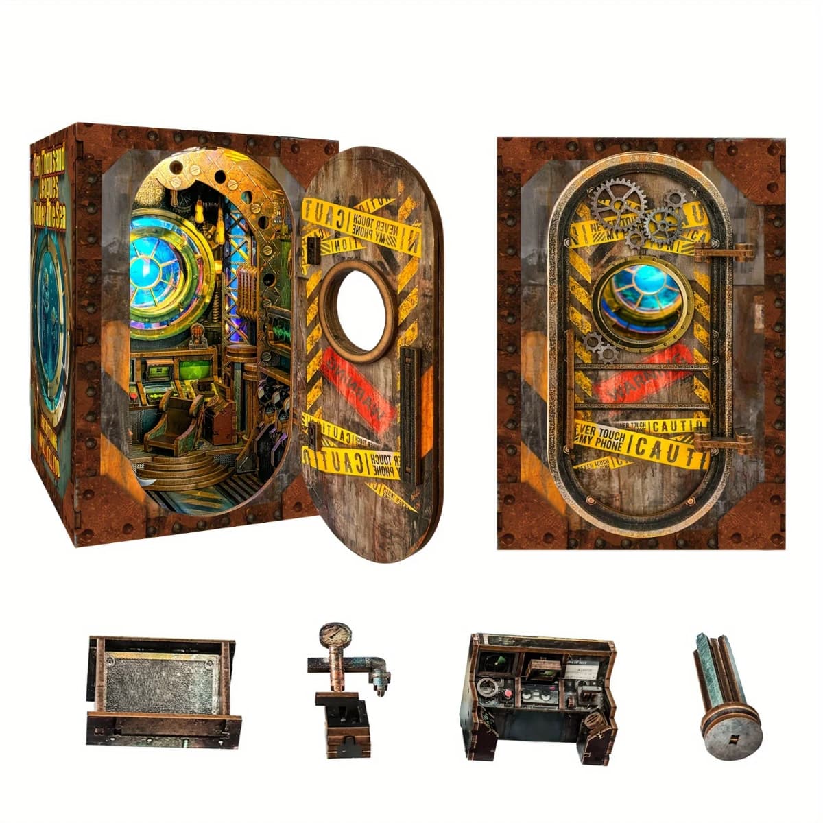 Handmade assembled model - book stand for 3D model of a house, bedroom, office, study, desktop decoration item, family and friends, birthday, Halloween, Christmas, New Year's Day, Valentine's Day, Easter, gift - 10,000 Leagues in the Deep Sea SQ-39