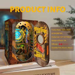 Handmade assembled model - book stand for 3D model of a house, bedroom, office, study, desktop decoration item, family and friends, birthday, Halloween, Christmas, New Year's Day, Valentine's Day, Easter, gift - 10,000 Leagues in the Deep Sea SQ-39