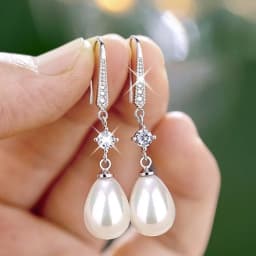 Elegant Ladies Imitation Pearl Pendant Dangle Earrings Bridal Romantic EngaSynthetic Gemstoneent Jewelry Anniversary Gift Jewelry