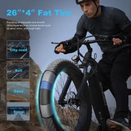 ActBest Ranger Electric Bike for Adults, 26"×4.0" Fat Tire Electric Mountain Bike, Peak 1300W 48V 13Ah, 28MPH 65 Miles Electric Bicycle, 7-Speed, with Free Bike Lock & Mirror