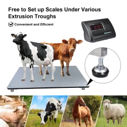 10,000 lb Precision Livestock Scale Kit, Heavy Duty Floor Scale with 4 Two-Ton Load Cells – Digital Animal Weighing System for Cattle, Sheep, Horse with Junction Box