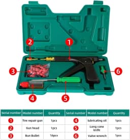 Car Rapid Plug Tire Repair Kit,Tubeless Car Wheel Vacuum Tyre Repair Tool Kit Vacuum Tire Repair Gun Kit with Mushroom Plugs