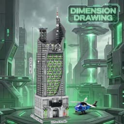 6375PCS Spider Oscorp Hero Tower With Light Building Blocks Movie City Classic Architecture Modular Assembly Model Kit DIY Toy G