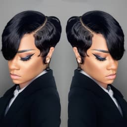 Pixie Cut Wigs Short Human Hair Wigs with Bangs Short Layered Full Machine Made Wig Natural Black Color for Women