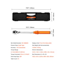 SucceBuy Torque Wrench Set Drive Click Torque Wrench Dual-Direction Adjustable Mechanical Dual Range Scales Torque Wrench Kit