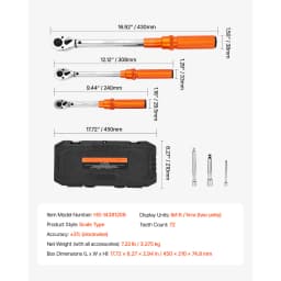 SucceBuy Torque Wrench Set Drive Click Torque Wrench Dual-Direction Adjustable Mechanical Dual Range Scales Torque Wrench Kit