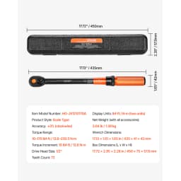 SucceBuy Torque Wrench Set Drive Click Torque Wrench Dual-Direction Adjustable Mechanical Dual Range Scales Torque Wrench Kit