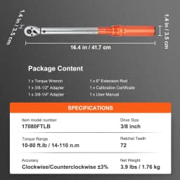 SucceBuy Torque Wrench Set Drive Click Torque Wrench Dual-Direction Adjustable Mechanical Dual Range Scales Torque Wrench Kit
