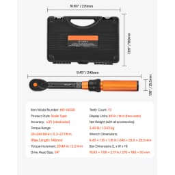 SucceBuy Torque Wrench Set Drive Click Torque Wrench Dual-Direction Adjustable Mechanical Dual Range Scales Torque Wrench Kit