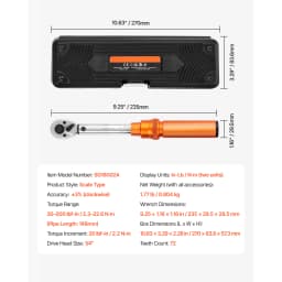 SucceBuy Torque Wrench Set Drive Click Torque Wrench Dual-Direction Adjustable Mechanical Dual Range Scales Torque Wrench Kit