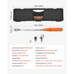 SucceBuy Torque Wrench Set Drive Click Torque Wrench Dual-Direction Adjustable Mechanical Dual Range Scales Torque Wrench Kit