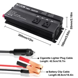 Car Power Inverter Pure Sine Wave DC 12V To AC 110V Solar Power Converter LCD 3 AC Outlets USB Port For Home Outdoor RV Car