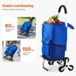 SucceBuy 36L Folding Shopping Cart Stair Climbing Handcart with Wheels & Oxford Cloth Bag Hand Truck for Grocery Laundry Storage