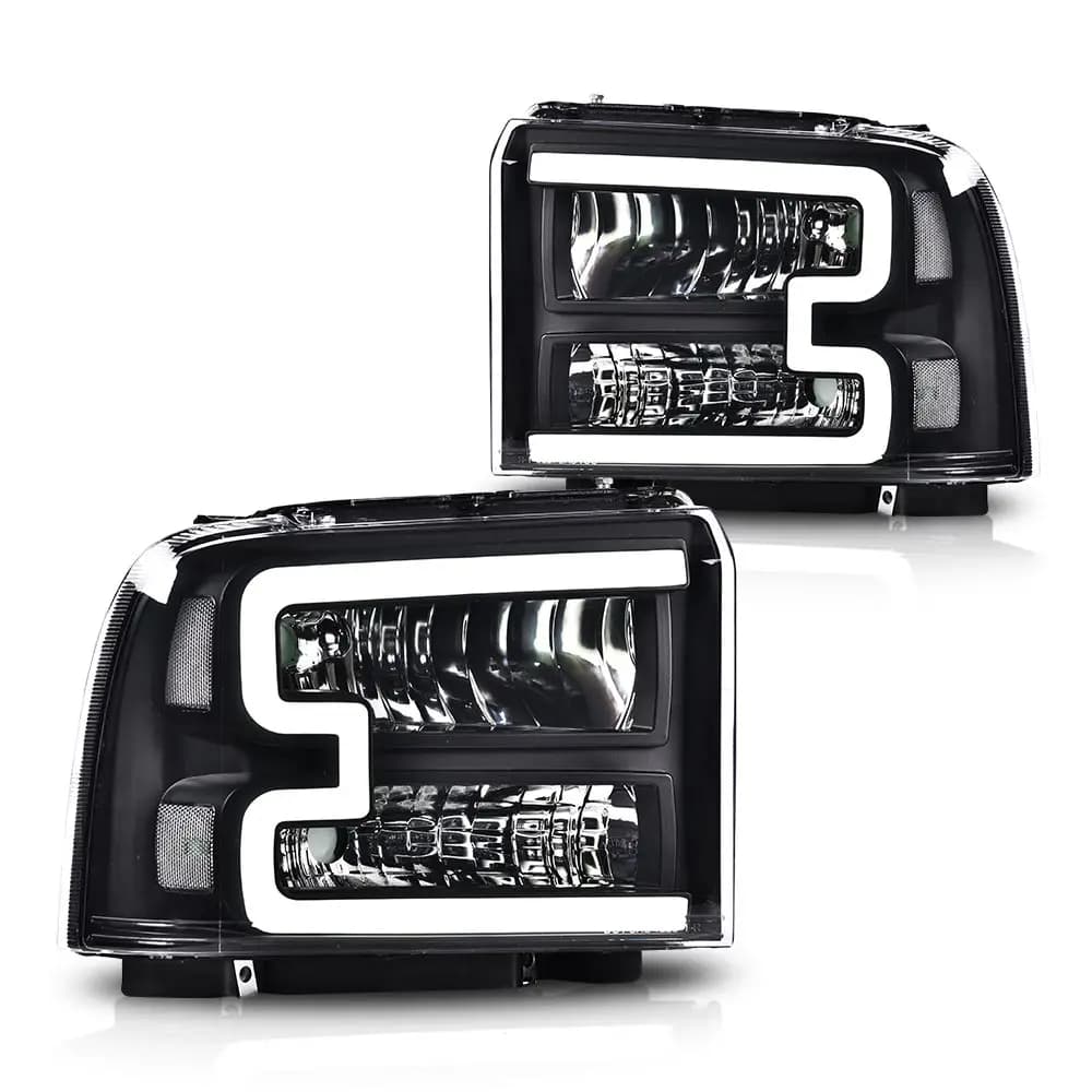 Led Drl Bar Headlights Assembly Replacement for 2005-2007 Ford F250 F350 F450 F550 Super Duty/2005 Excursion Chrome | Crossdesign