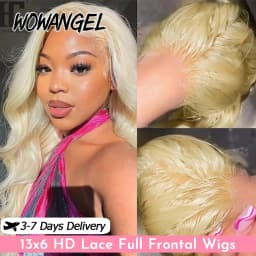 Wow Angel Real HD Lace Frontal Wig 250% 13x6 HD Lace Front Human Hair Wig 613 Blonde Body Wave Wigs HD Lace Closure Wig Glueless