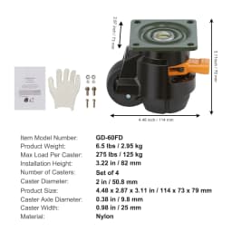 SucceBuy 4 Pcs Leveling Casters Heavy Duty Swivel Caster Wheels with Handle Design Height Adjustable Feet for Workbench Machine