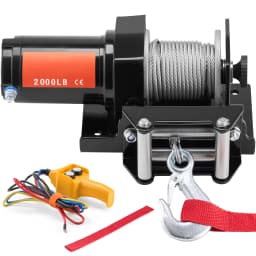 SucceBuy 2000lbs Electric Car Winch ATV/UTV Steel Cable Winch with Wired Remote Control for Towing Off-Road Vehicle Jeep Truck