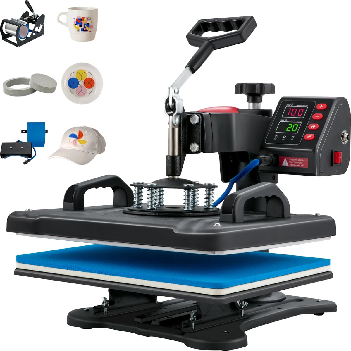 SucceBuy Heat Press 5in1 Heat Press Machine 12x15in Clamshell Sublimation Transfer Printer Digital Precise Temperature Control