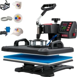 SucceBuy Heat Press 5in1 Heat Press Machine 12x15in Clamshell Sublimation Transfer Printer Digital Precise Temperature Control