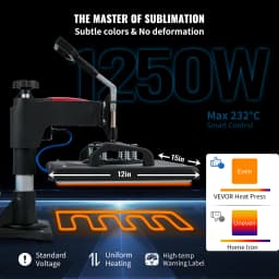 SucceBuy Heat Press 5in1 Heat Press Machine 12x15in Clamshell Sublimation Transfer Printer Digital Precise Temperature Control