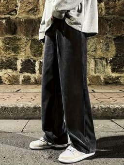 Men's Regular Fit Multi-Pocket Jeans Street Style Cotton Blend Denim Black Gray Non-Stretch All-Season Wear Classic Desi